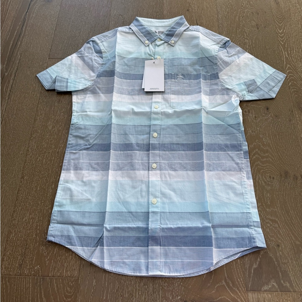 Original Penguin Men's Striped Blue Shirt
